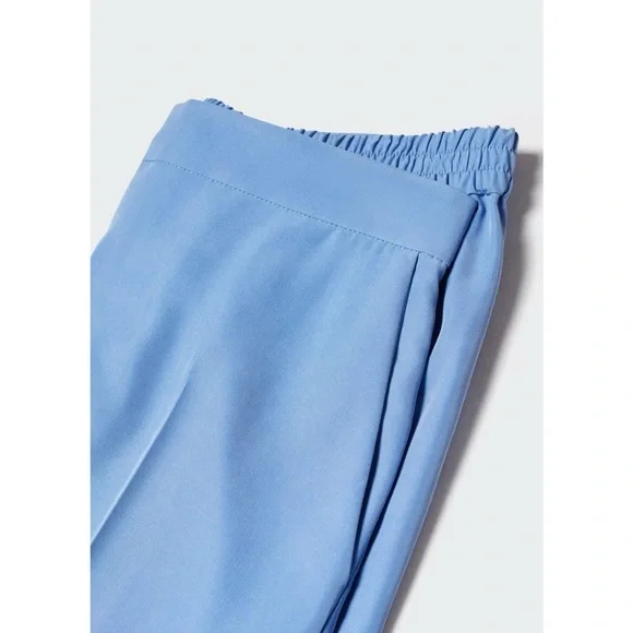 NWOT Mango Blue Wide-Leg Trousers High-Waisted - Picture 6 of 7